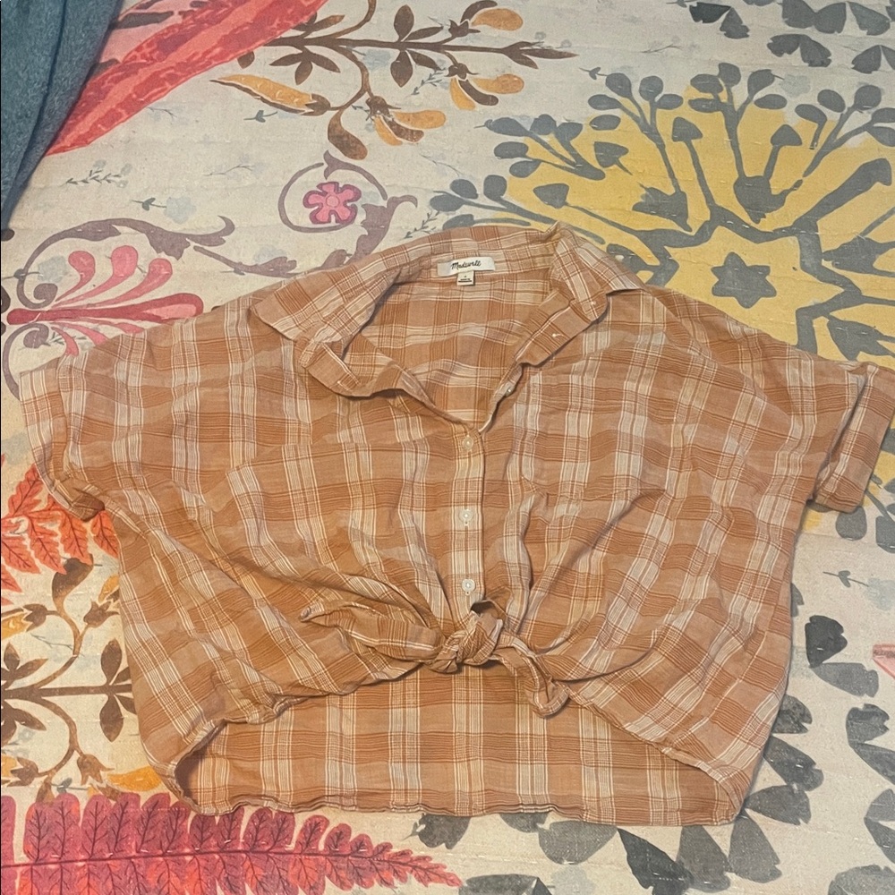 Madewell Orange Plaid Button-Down Shirt